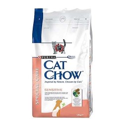 Cat Chow Sensitive, Кэт Чау корм для кошек с чувствительным пищеварением, уп.1,5 кг