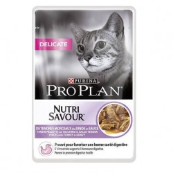 Pro Plan NutriSavour Delicate, для чувствительных кошек с индейкой в соусе, пауч 85гр.