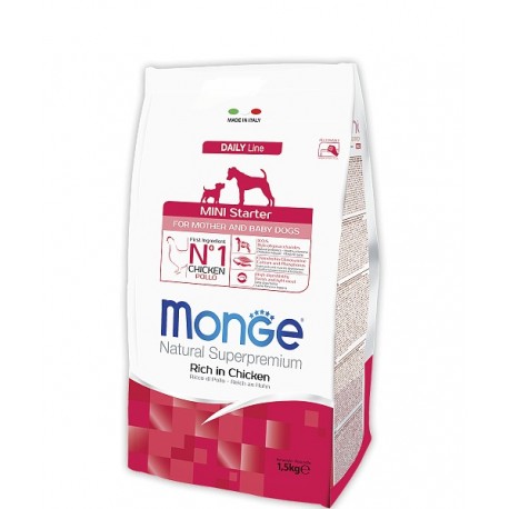 Monge Superpremium Starter Mini for Mother & Baby, Монже корм для щенков, беременных и кормящих собак мелких пород, уп. 1,5кг.