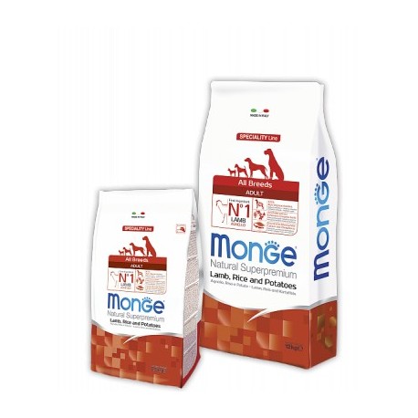 Monge Speciality Line All Breeds Adult Lamb, Монже сухой корм для собак с бараниной, рисом и картофелем, уп. 12кг.