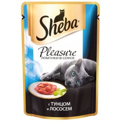 Sheba Pleasure, Шеба кусочки тунца с лососем, консервы для кошек, пауч 85гр.