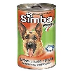 SIMBA, Симба кусочки с говядиной и овощами для собак, банка 1230 гр.